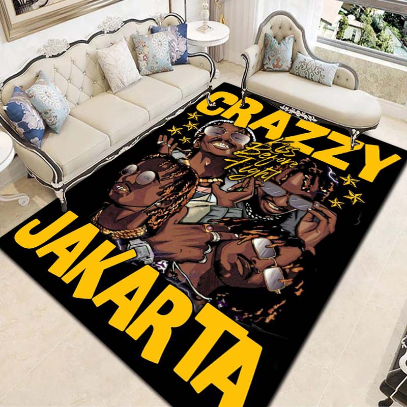 Tappeto con Stampa Leggenda Rapper Hip Hop Tappetino Antiscivolo per Pavimento Tappeto con Ritratto Vintage per Soggiorno Camera da Letto Decorazione Casa Regalo per Fan