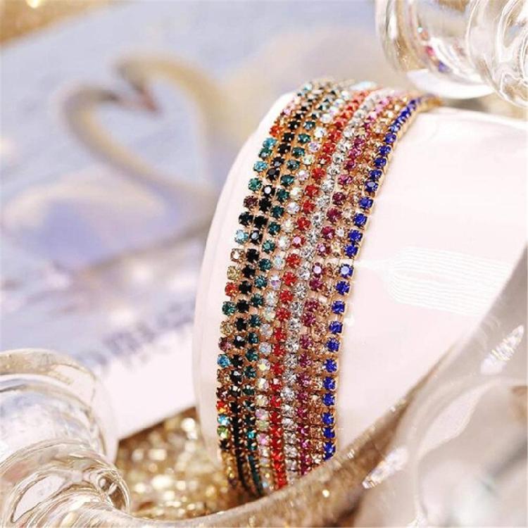 9Pcs Stackable Elastic Crystal Bead Bracelet Rhinestones Handchain Fashionable Stretch Wristchains Jewelry for Women