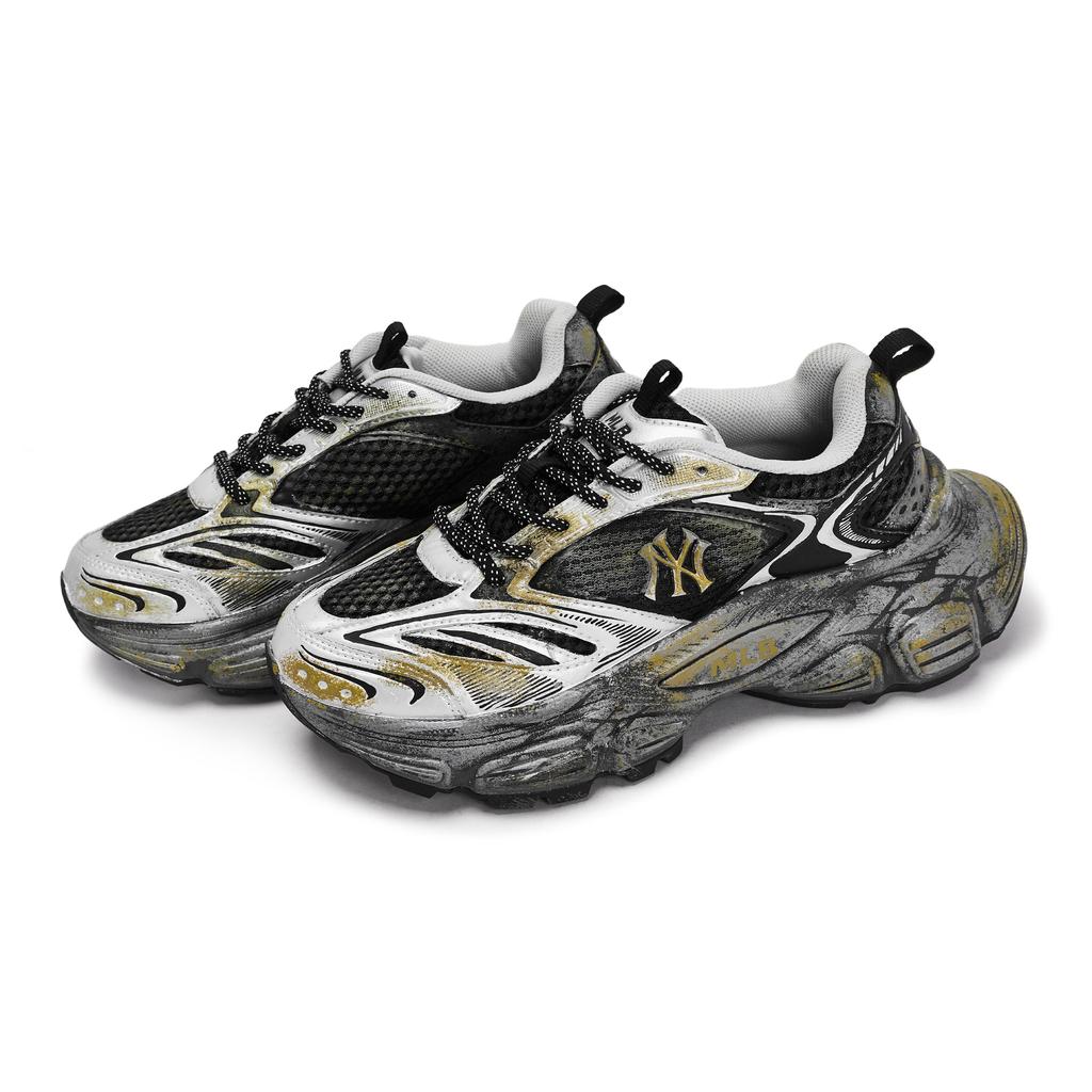 MLB New York Yankees Chunky Sneakers Unisex Low top Black/Gray/Gold/Silver 3ASHWD15N-50BKS(Team80BOX)