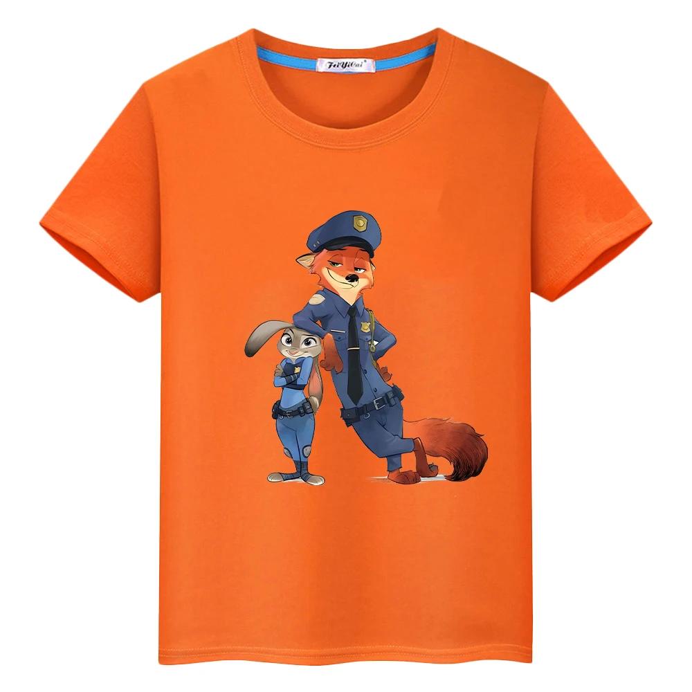 Zootopia 2 Print T-Shirt für Kinder Jungen 10 Jahre 100% Baumwolle Kawaii Oberteile Anime Kurz Pride T-Shirt y2k One Piece Mädchenkleidung