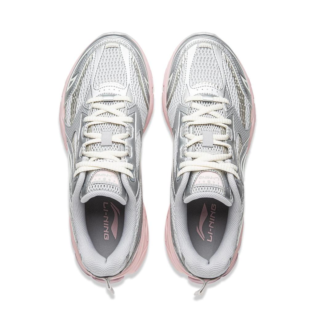 Li Ning Fuyao 2.0 Fabric Slip Resistant Abrasion Resistant Support Low top Running Shoes Women's Silver Pink ARXU002-12
