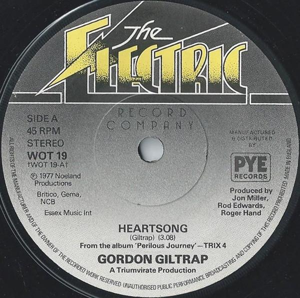 

7inch Record GORDON GILTRAP - Heartsong WOT19 The Electric Re 1977 UK Rock Used