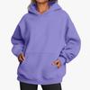 Hooded Sweatshirt Women's Long Sleeve Loose Fit Solid Color Fleece Warm Autumn Winter Style Street Hip Hop Pockets