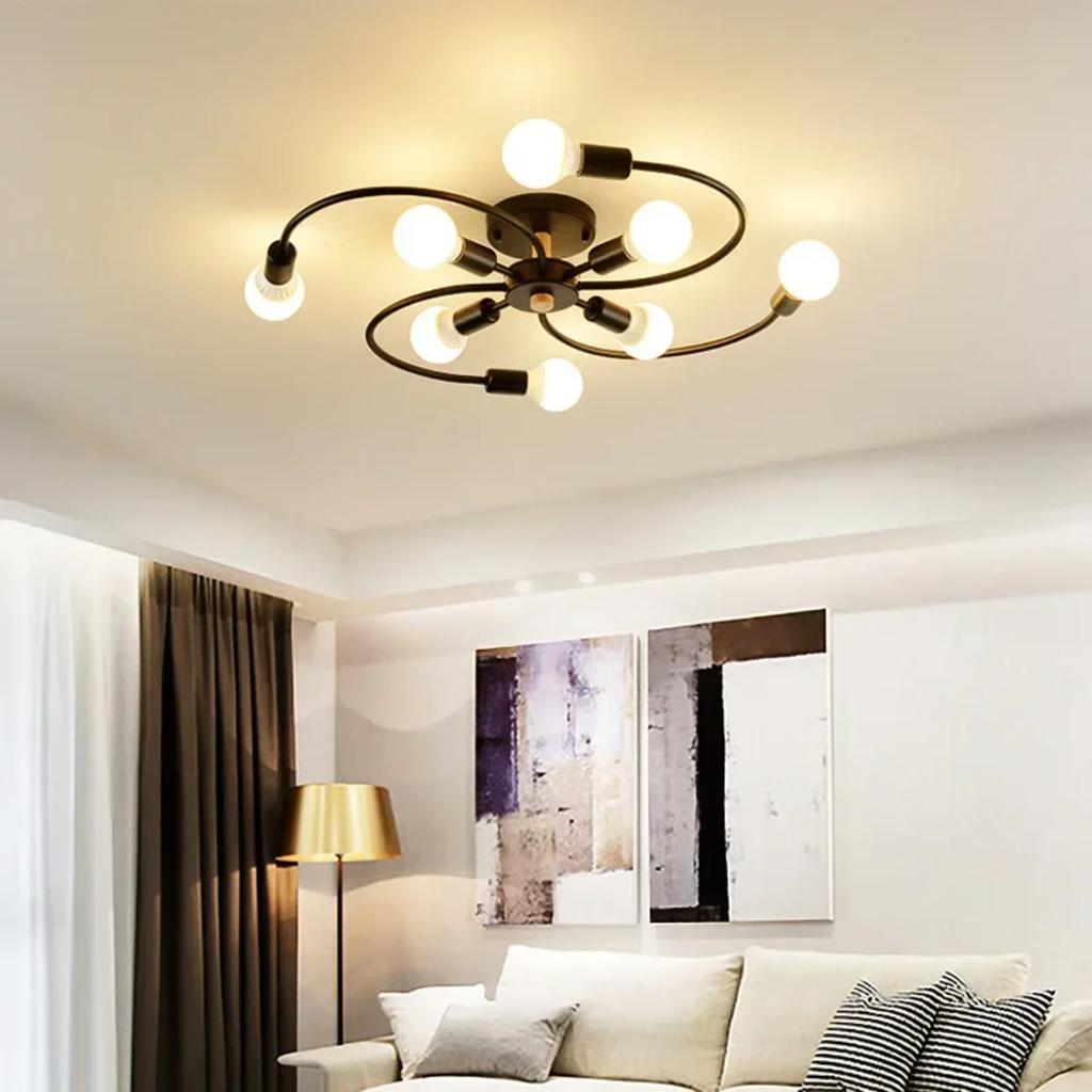 New Vintage Retro Black Iron Ceiling Chandeliers with 3 5 8 Pipes - Classic Loft Lustre for Living Dining Room Decor, Timeless E