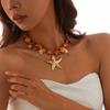 Sea Series Hippocampus Japonicus Woven Choker Charm Natural Shell Shell Beaded Chain  Women
