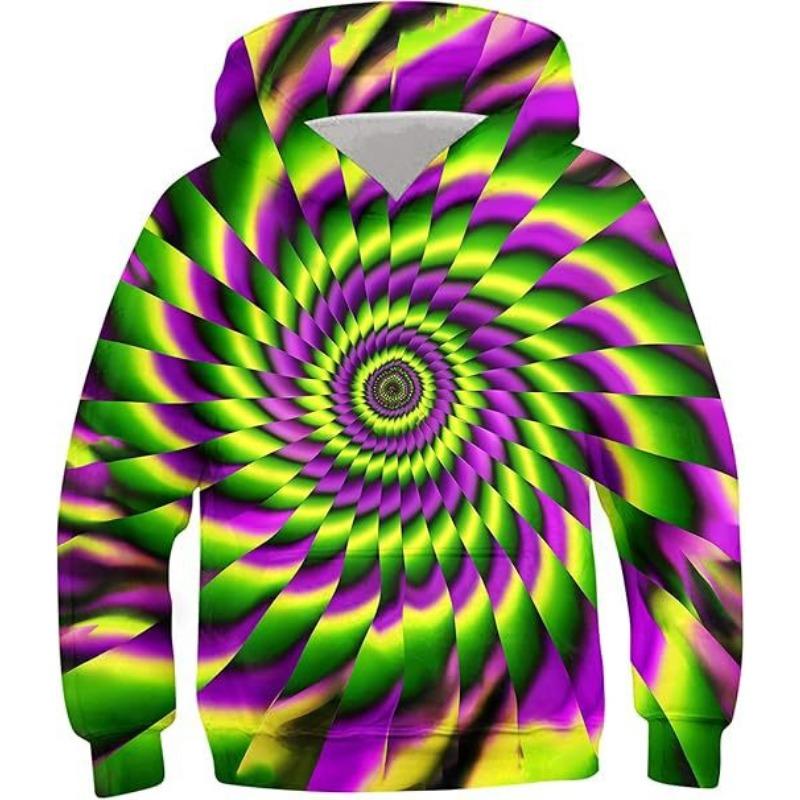 Podzimní Barevný Kreativní Vzor 3D Tištěné Mikiny Módní Ležérní Sportovní Dlouhý Rukáv Dětské Chlapecké Mikiny s Kapucí