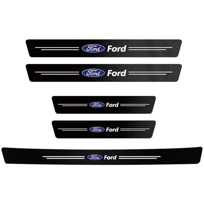 Car Sticker For Ford Car Door Sill Anti-scratch Stickers Carbon Microfiber Sticker For Ford Edge Explorer Transit Ranger Kuga MK