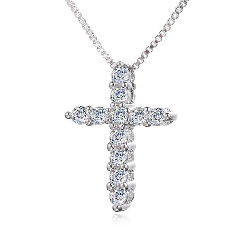 2021 S925 Silver Cross Zircon Pendant Necklace