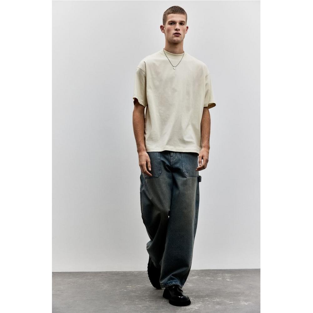 H M Oversized FiT T sHirT ligHT Beige