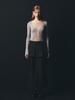 HALF DEVIL US See-Through Round Neck Knit Top_Gray