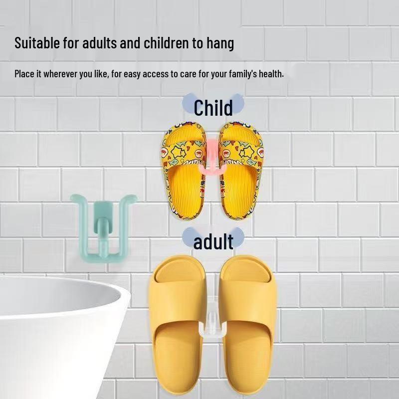 Wall-Mounted Bathroom Slipper Rack - No-Punch Shoe Storage and Drying Hook