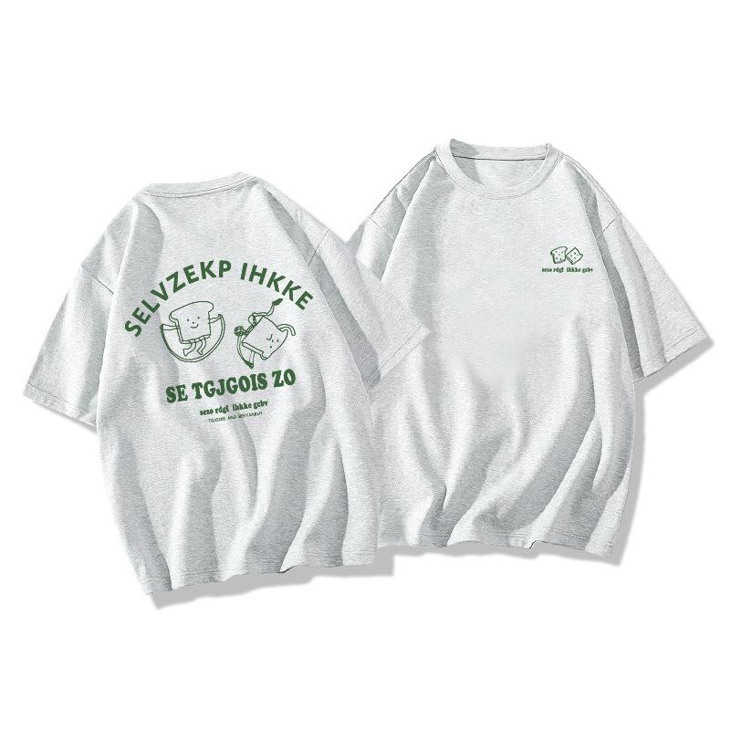 Teenager Summer Casual Short Sleeve O Neck Letter Printed Pullover Oversize Cotton T Shirt Top