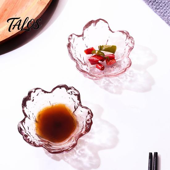 Glas-Snackschale für Partys, Mini-Kirschblüten-Saucenschälchen, Japanischer Stil, Gewürzschale, 60 ml Dekoratives mattiertes Schälchen, Soja-Dip
