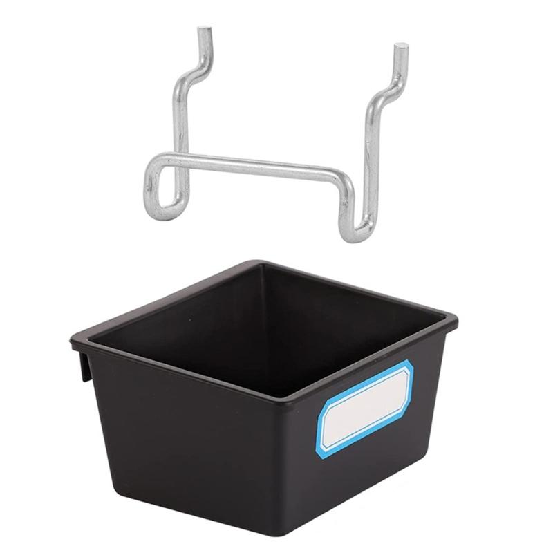 

Эффективные контейнеры для хранения из перфорированной доски с крючками и этикетками Практичная корзина из перфорированной доски Эффективное решение для хранения оборудования