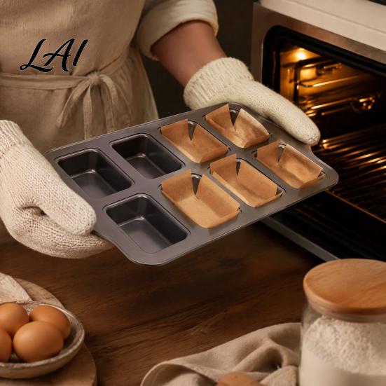 Professional Baking Supplies for Desserts 8-Cavity Mini Loaf Pan Set with 200Pcs Parchment Liners Heat Resistant Paper Nonstick Bakeware Rectangle
