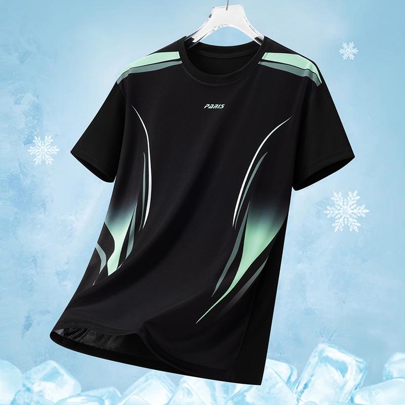 Men's Quick-Dry Sports Suit: Short Sleeve T-Shirt & Summer Fitness Football Training Gear. Custom Logo Option Available.