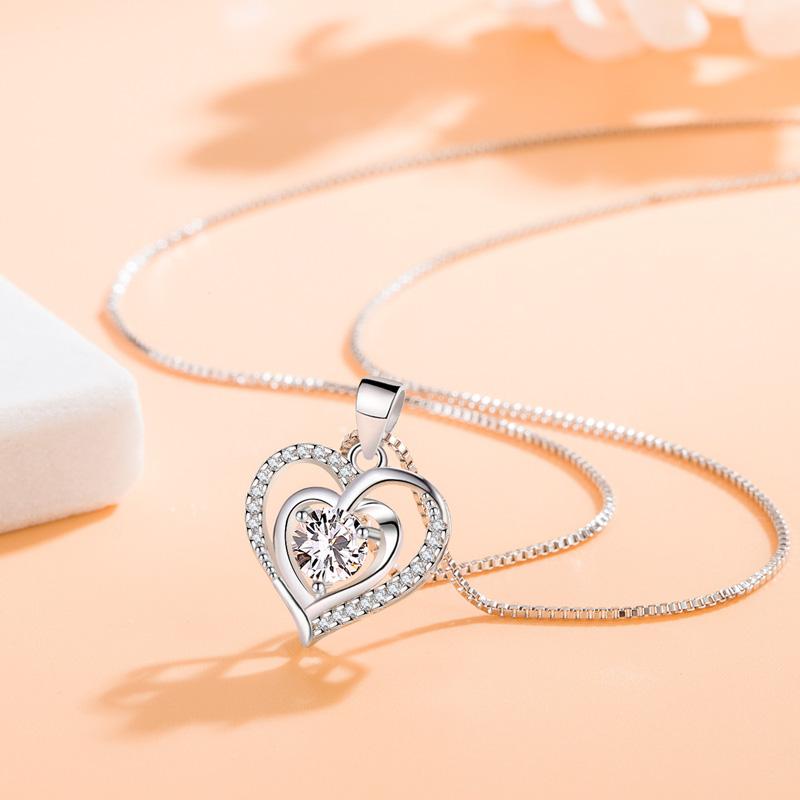 KOFSAC 2022 Fashion  Sterling  Necklaces For Women Gifts Elegant Romantic Love Heart Lady Valentine's Day Jewelry Gifts