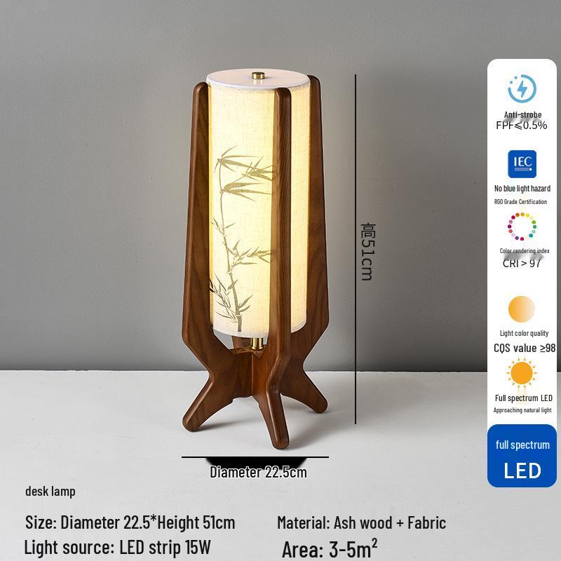 Zen Bamboo Leaf Solid Wood Floor Lamp for Living Room and Tea Room