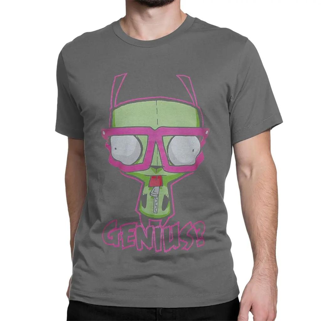 Kawaii Invader Zim Print T-Shirt Men's Cotton Awesome T-Shirt Round Neck T-Shirt Short Sleeve Clothing Graphic T Shirts