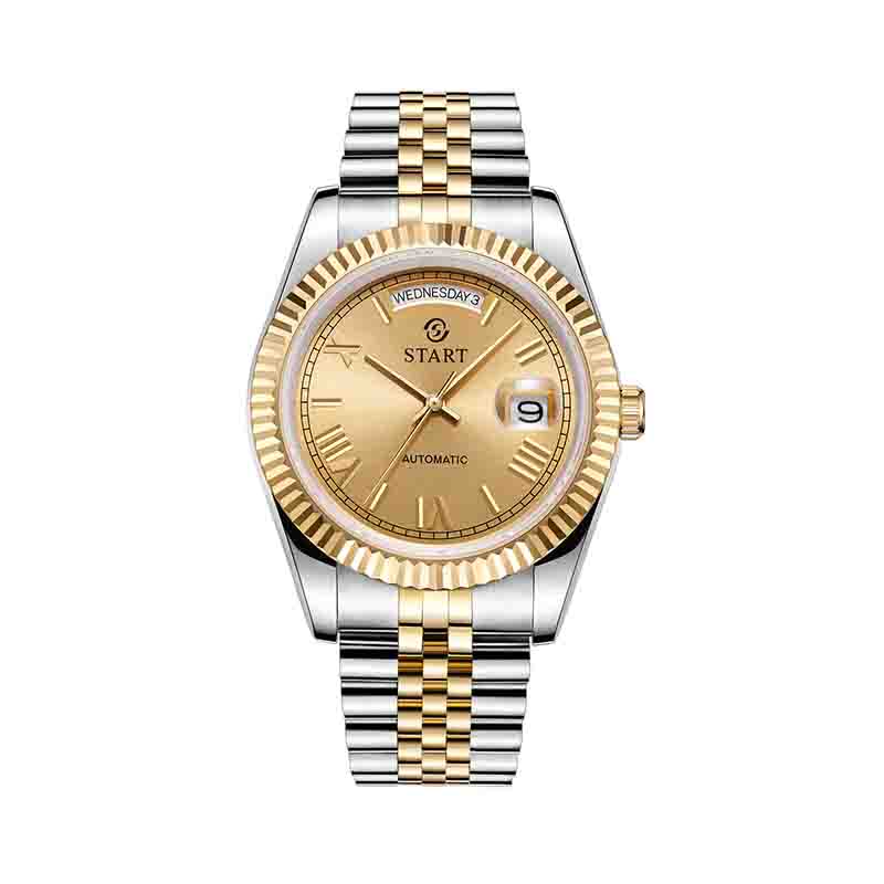 Start Ceas Bărbați Impermeabil Ceas Mecanic Automatic Cadran Numeral Roman Ceas Metal Data Funcție Săptămâna