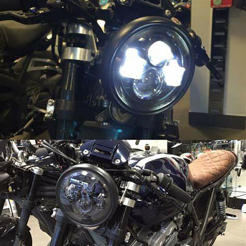 6.5" Motorcycle Headlight Round LED Headlamp Projector W/Bracket for Cruisers Chopper Cafe Racer Bobber Head Light Faros De Moto