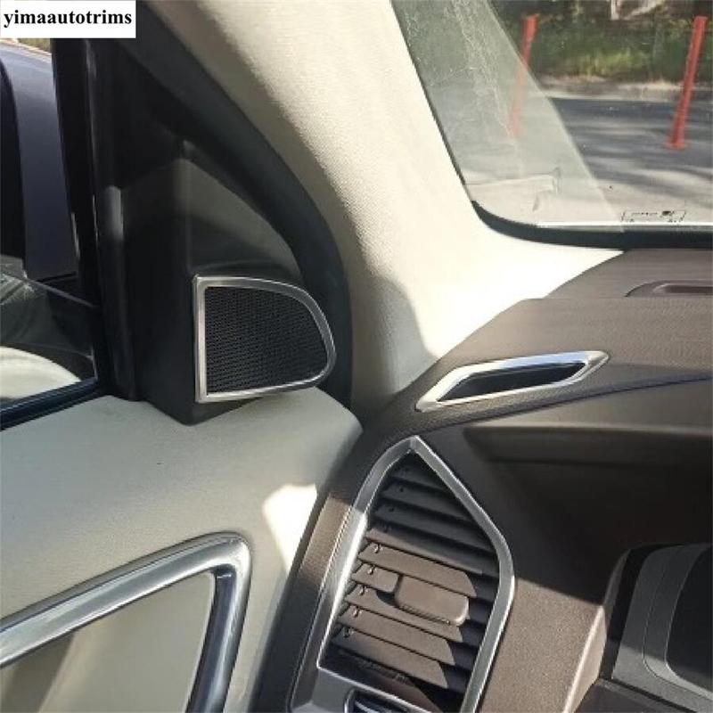 Car Pillar A Audio Speaker Frame Decoration Cover Trim For VOLVO XC60 2012 - 2017 Silver Stainless Steel Accessories Interior