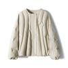 White goose down to keep warm and not bloated, heavy industry quilted round neck short down jacket, high-end goose down clothing, winter new w