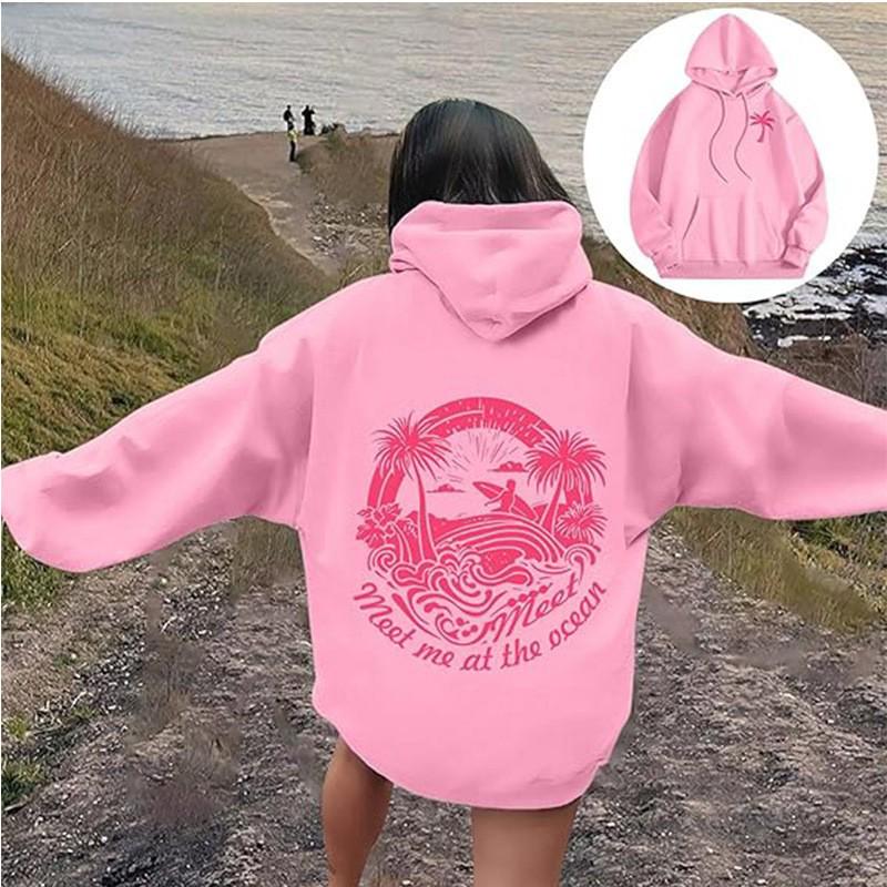 Women's "Everything Comes In Waves" Velvet Hoodie Sweatshirt