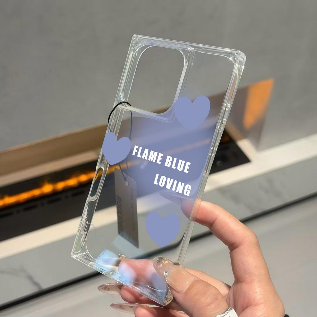 

Clear Square Back Tube Case Protection For iPhone 12 15 Plus 11 16 ProMax 13 14 Pro Max Anti-Oxygen,Blue Heart Pattern Casing iphone 11 ProMax