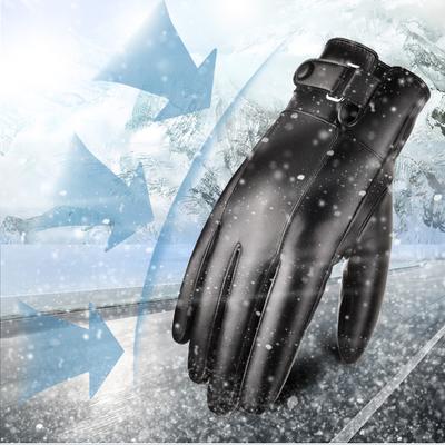New Leather Gloves for Men's Autumn and Winter PU Touch Screen Warmth, Cycling, Business, Leisure, and Korean Washed Leather Gloves