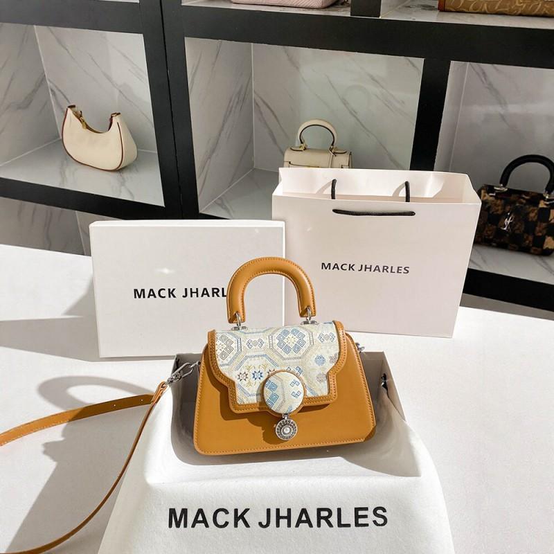 Retro Heavy Industry Embroidery Handbag Light Luxury High-end Contrasting One-shoulder Cross-body Bag