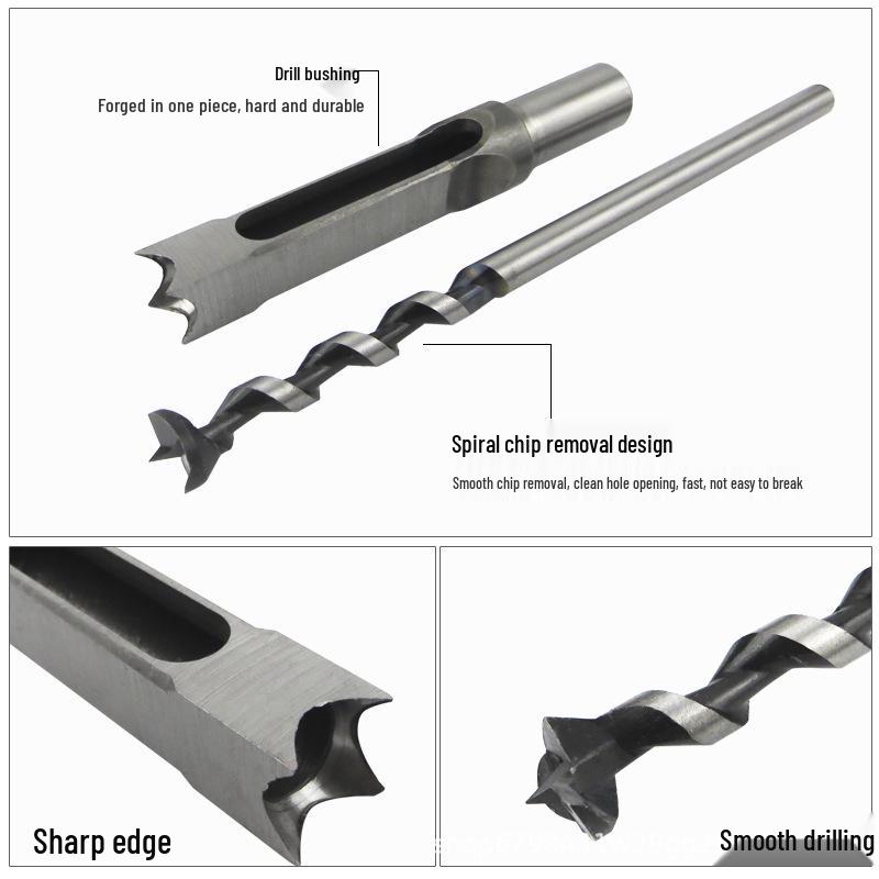 Industrial Grade Mortise Drill Bit - Steel Square Hole Opener for Woodworking