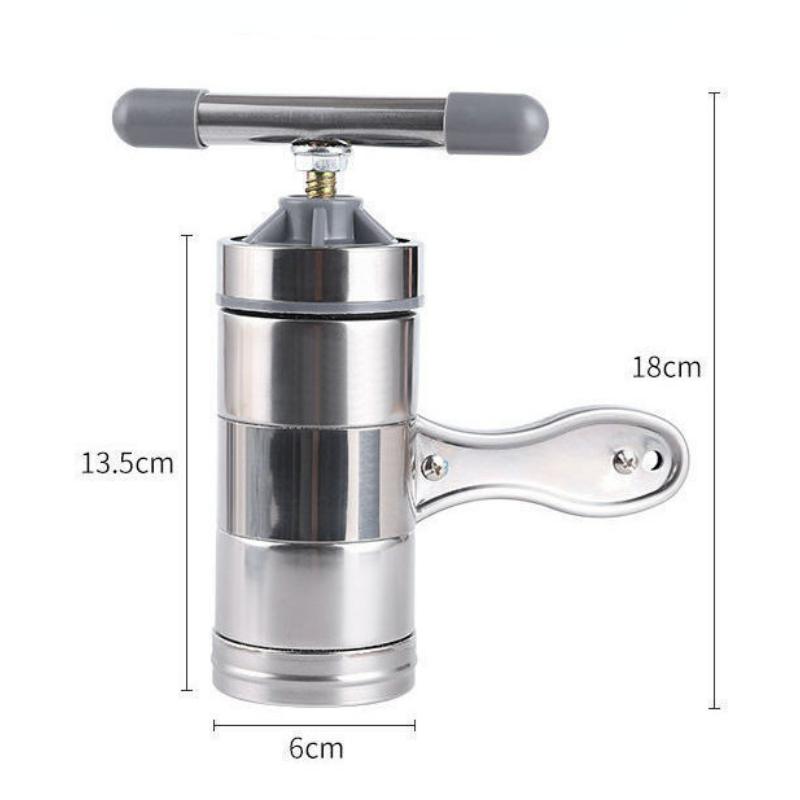 Manuell kjøkkenutstyr til å lage spaghetti i rustfritt stål, pastamaskin med 5 pressformer