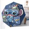 Stitch,Cute Fully automatic themed umbrella - 8 ribs durable iron frame, tri-fold compact design, perfect as a gift, travel umbrella, unisex