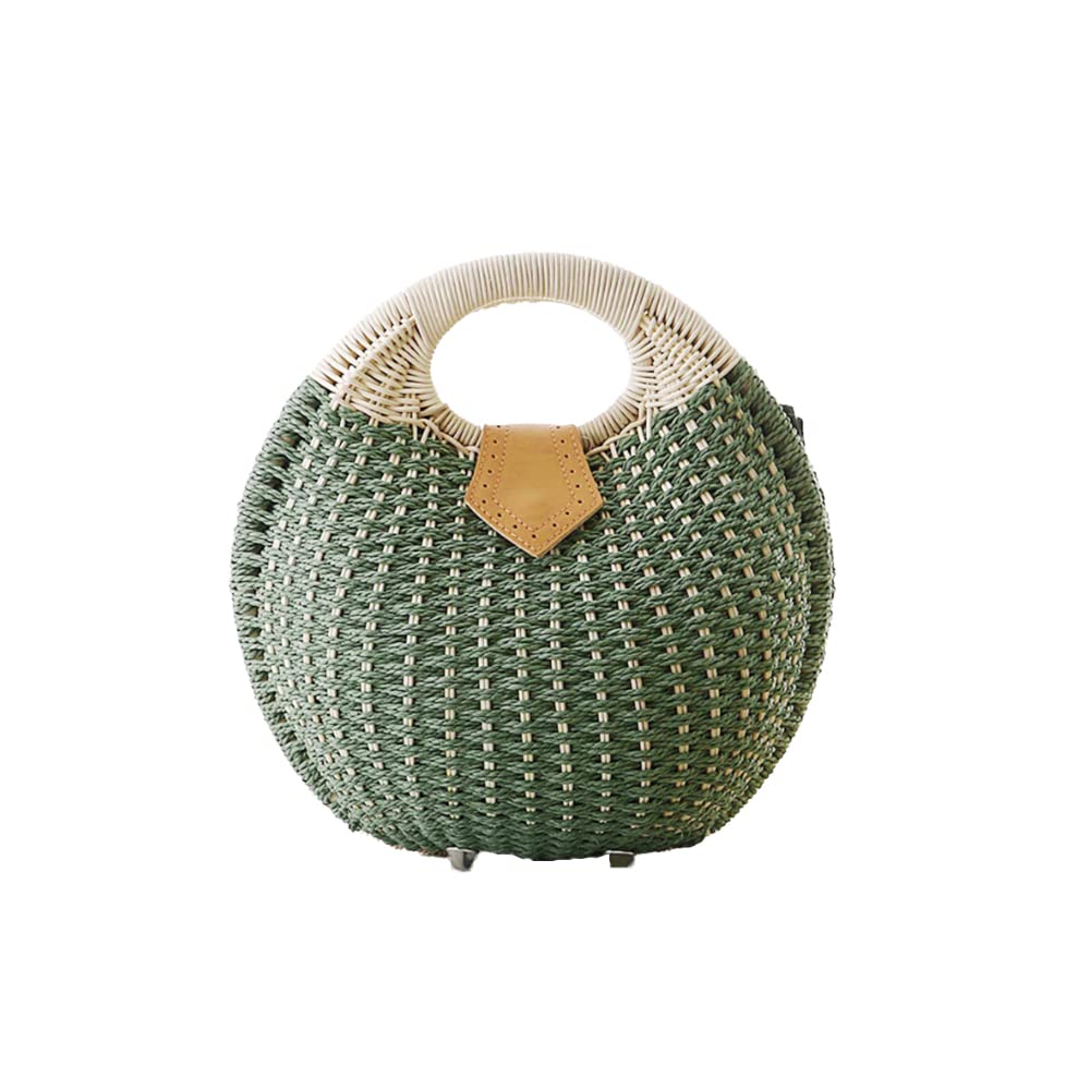 

Плетеная соломенная сумка-корзина Muzhilun, круглая, ручной работы, милая, женская, стильная, большая вместимость, летняя сумка, идеально подходит для пляжа, фестивалей фейерверков,