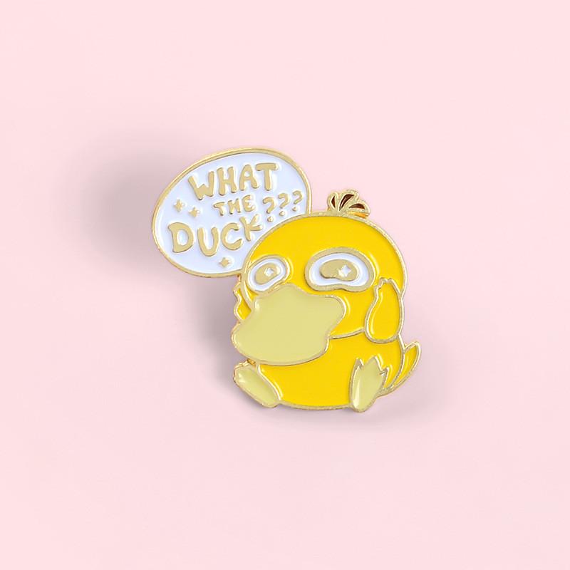 Yellow Creative Animal Duck Brooch With Colorful Enamel And Letter Theme For Trendy Outfits