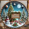 Round Metal Christmas Tree Sign, Farmhouse Holiday Wall Decor for Home Party Rustic Tin Art