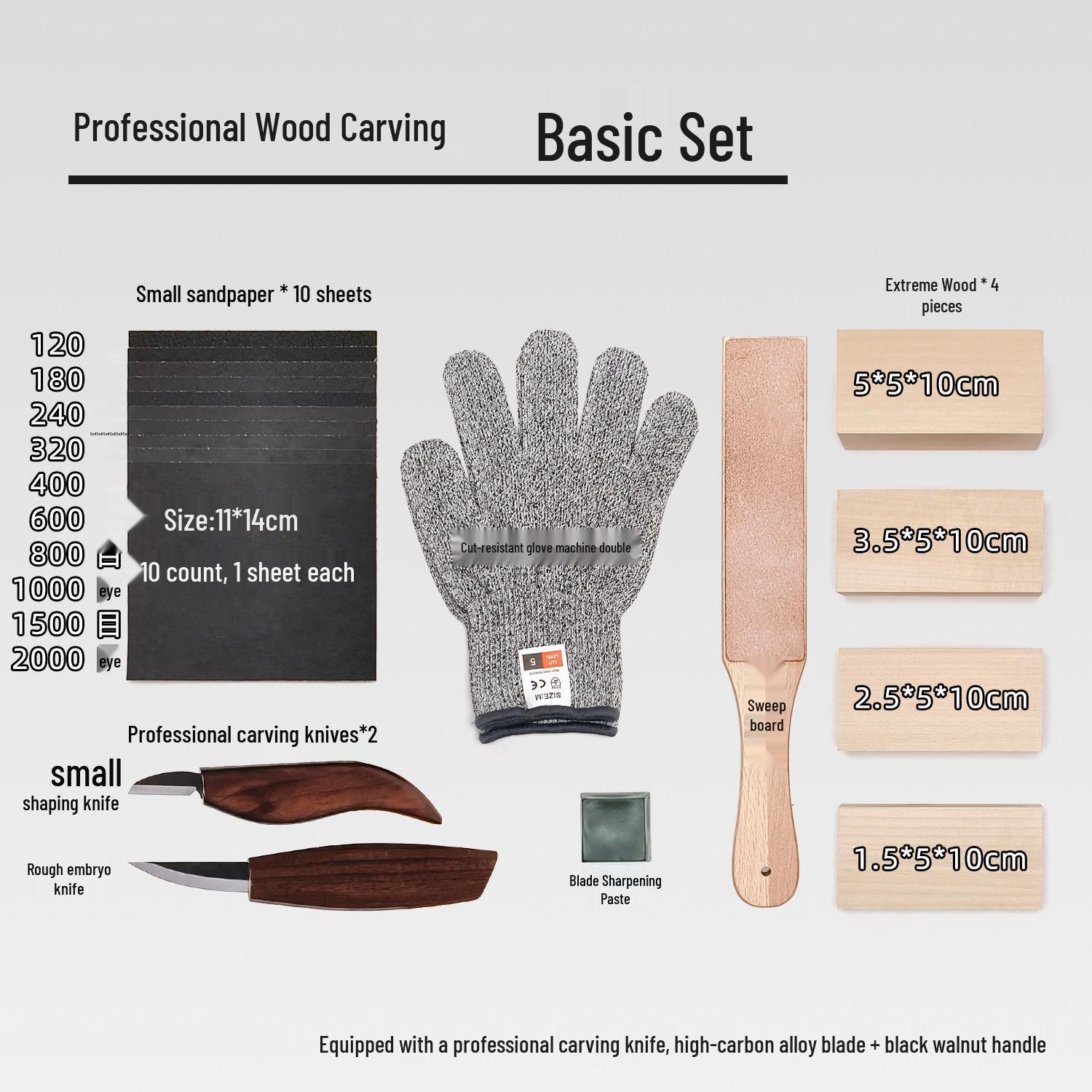 Linden Wood Carving Knife Set - Complete Handmade Woodworking DIY Kit