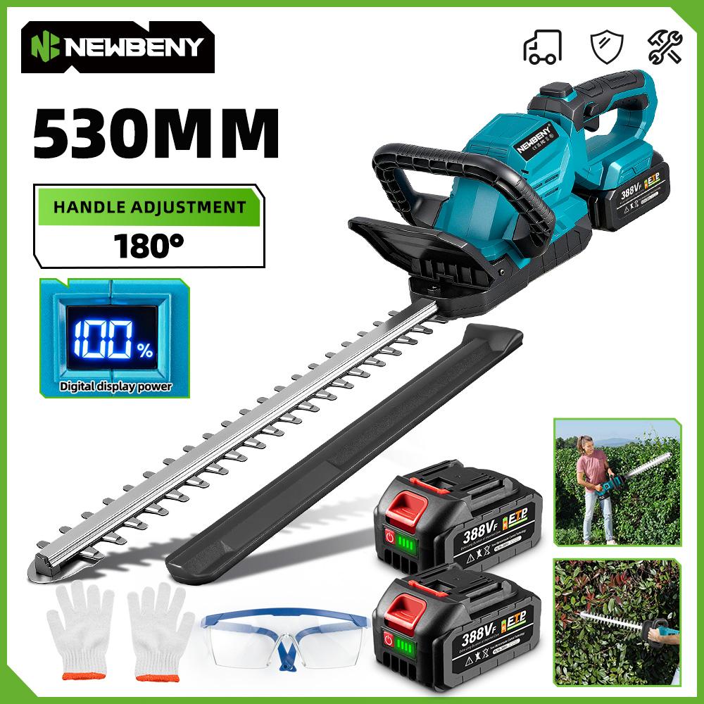 Newbeny Electric Hedge Trimmer 3000RPM Pruning Saw with LED Display Cordless Lawn Mower Garden Tool For Makita 18V Battery Pin