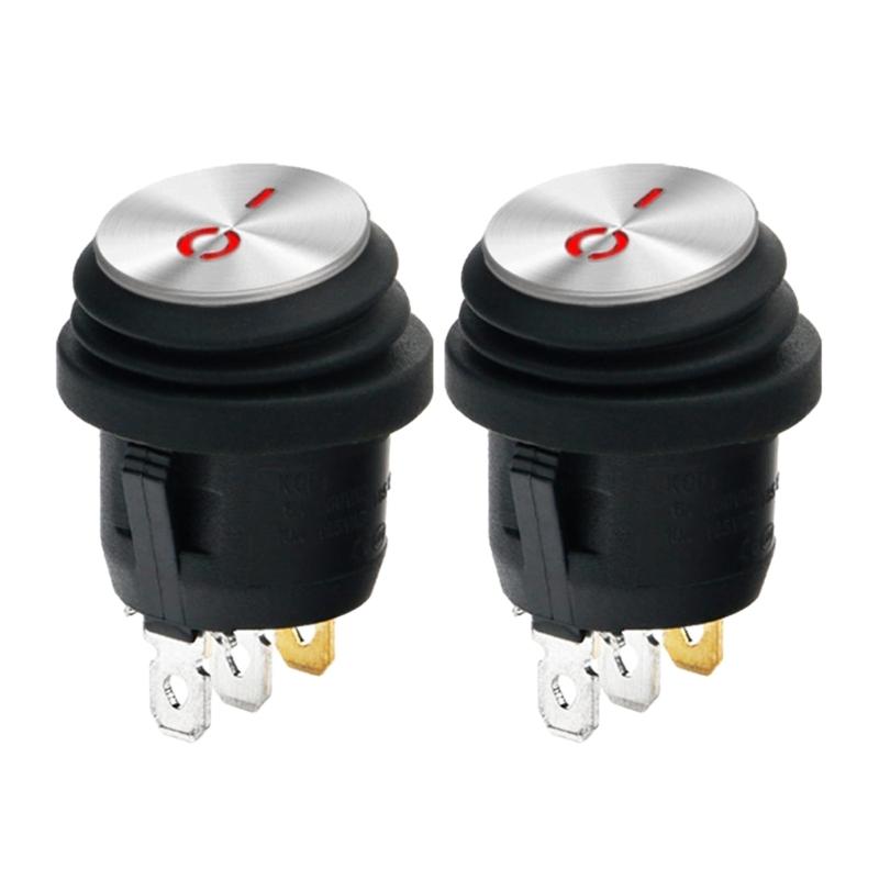 

Pack Of 2 Steel 12V Switches With Red Indicators Light Waterproof Design For Electrical Applications 1