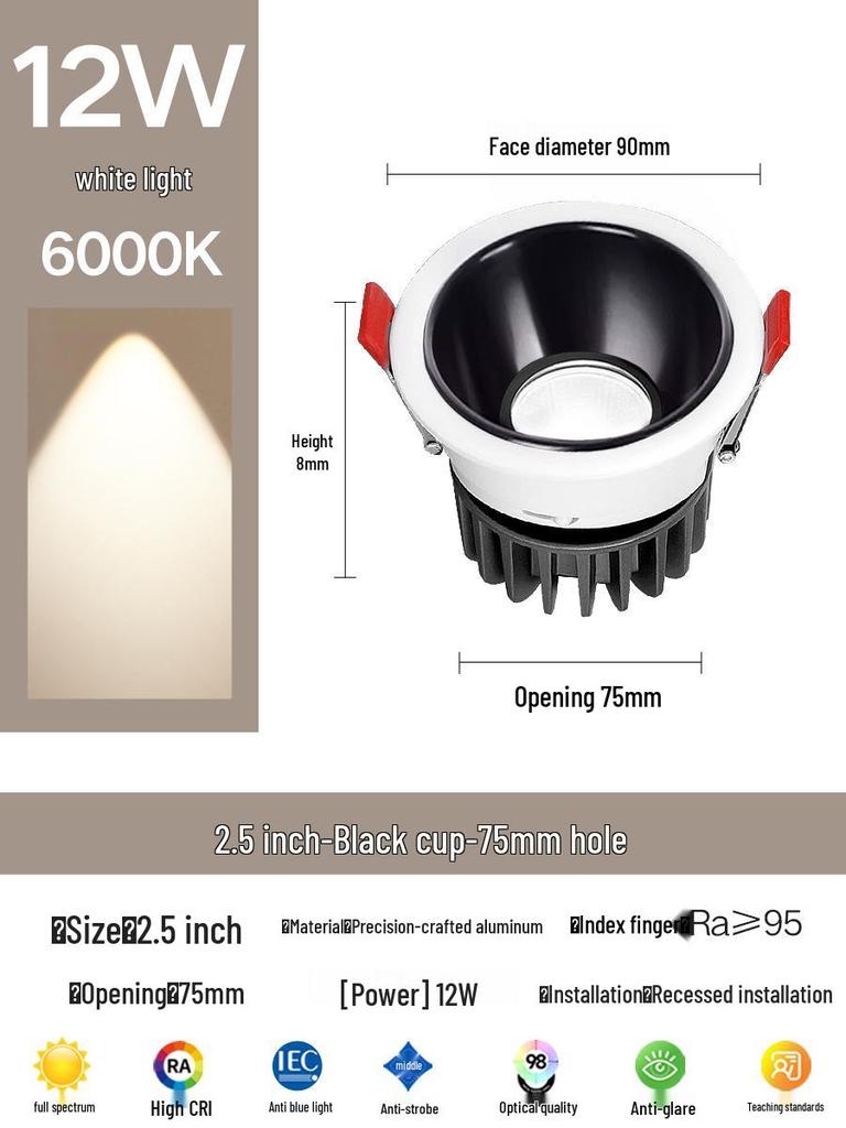 Kompakter blendfreier Einbaustrahler für die Decke: Vollspektrum-Wandfluter für das Wohnzimmer