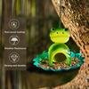 Frog Birds Feeder with Detachable Lotus Platform Tray Outside Hanging Metal Birds Feeding Station Outdoor Garden Yard Decoration
