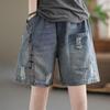Shorts en jean d'été pour femme, jambe large, taille haute, coupe A, grande taille, longueur cinq points