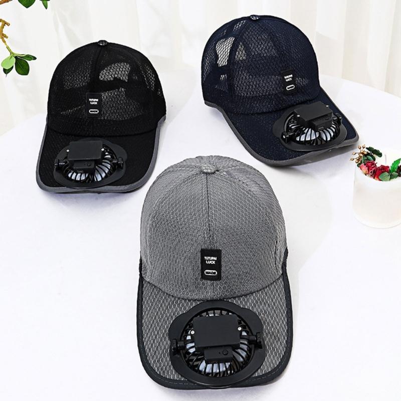 Sunshade Adjustable Baseball Hat with Fan Breathable Sports Hat for Kids Breathable Adjustable Baseball Hat