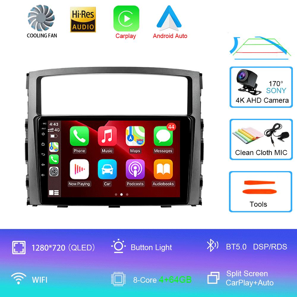 Car Radio Android14 Carplay For Mitsubishi Pajero 4 V80 V90 2006 - 2014 Navigation GPS Multimedia Player WiFi+4G Stereo video BT