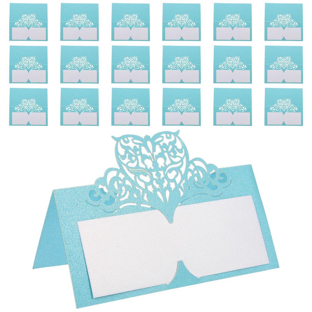 50Pcs Love Heart Hollow Out Paper Place Cards Vintage Rustic Wedding Seat Name Cards Table Name Card for Banquet Party Cafe