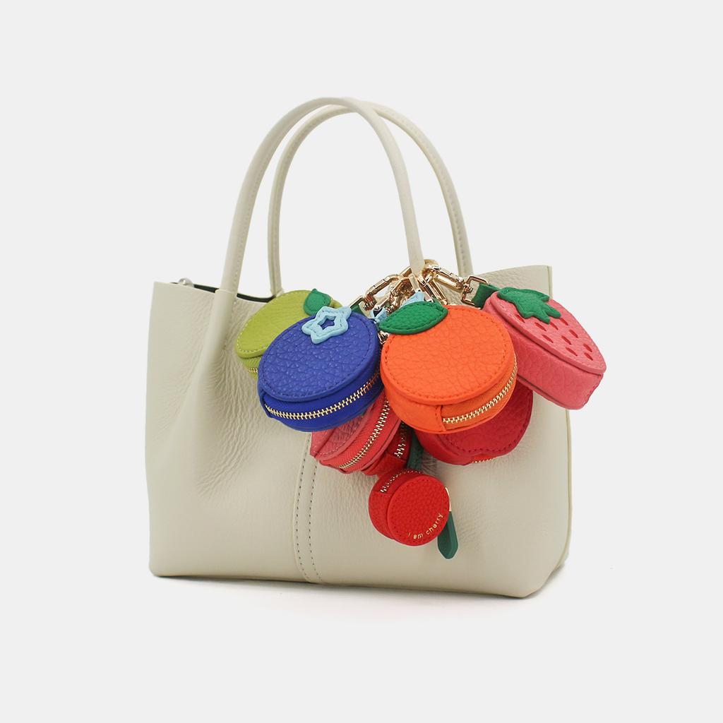 Mini Portamonete a Forma di Ciliegia Fragola Carino Ciondolo in Pelle PU Stile Coreano Portachiavi Borsa per Auricolari Mini Borsa Portaoggetti