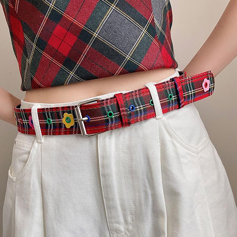 Women'S Y2K Belt With Plaid Denim Jeans Decoration Dopamine Belt Accessories For American Hot Girl
