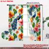 2D Flat Printing 2Pcs Curtain Window Treatment Curta Peacocks And Vibrant Flowers Digital Printed Polyester Drapes All Season