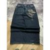 Pantalones vaqueros de pierna ancha estilo gótico estilo retro americano de estilo Y2K con letras bordadas y parches personalizados